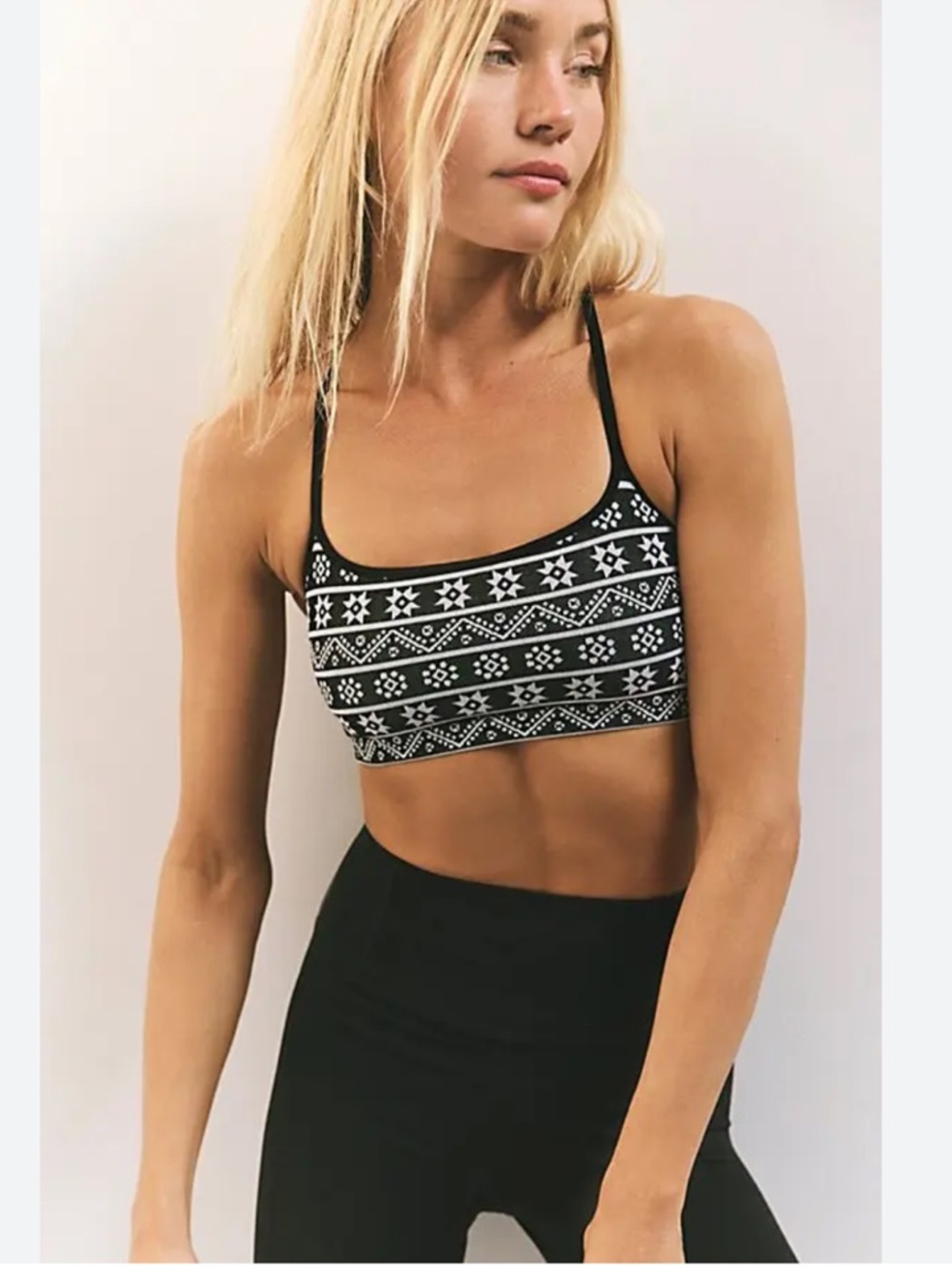 Free People Alpine Jacquard Mini Halter Bra in Navy, White and Red